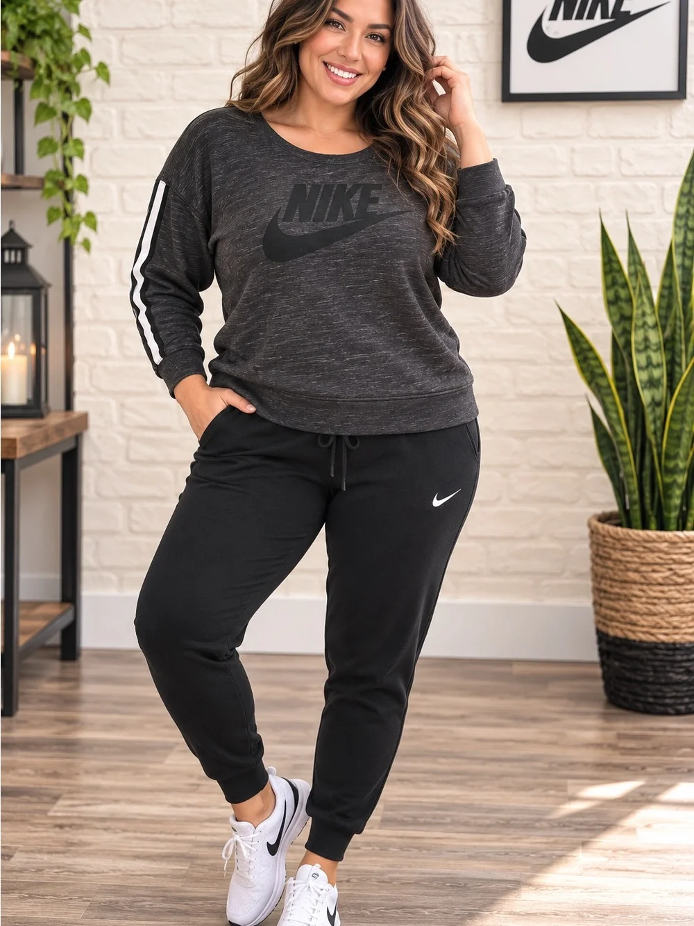 Nike Black Women's Track Joggers with Crewneck set